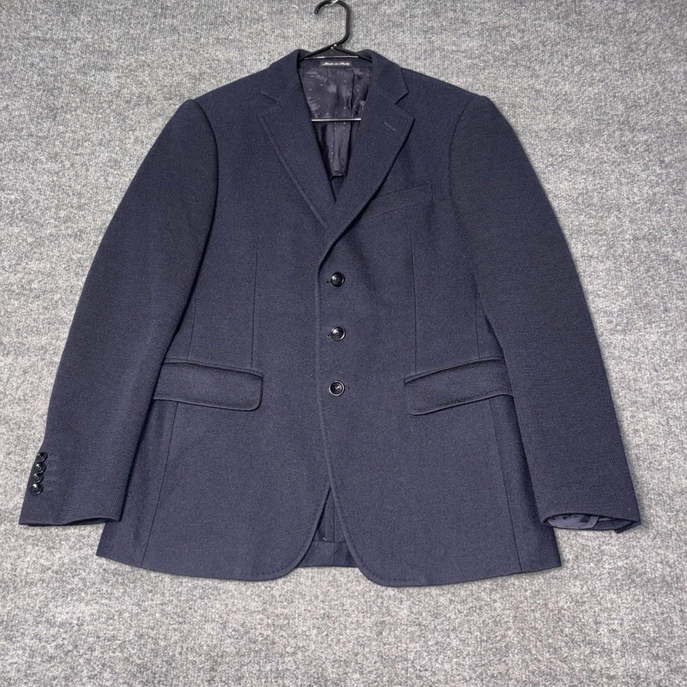 Lab Pal Zileri Men's Blazer 46 Navy Blue Wool Cotton Sport Coat Made in Italy